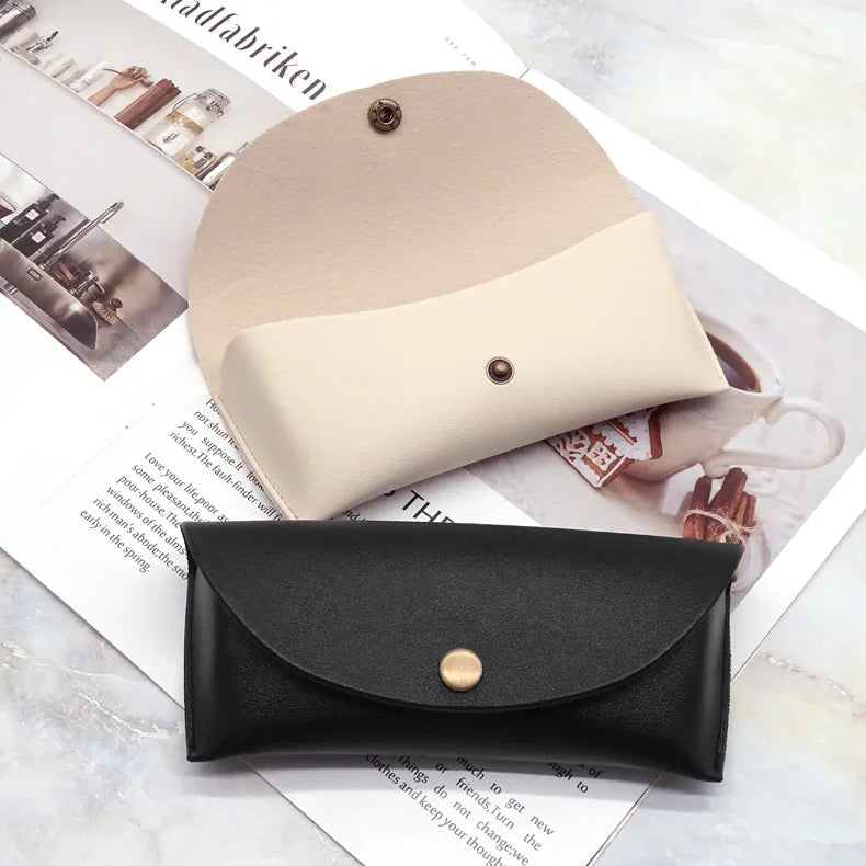 Femlion PU Leather Eyeglasses Case: Stylish Solid Color Protector Box for Women's Reading Glasses