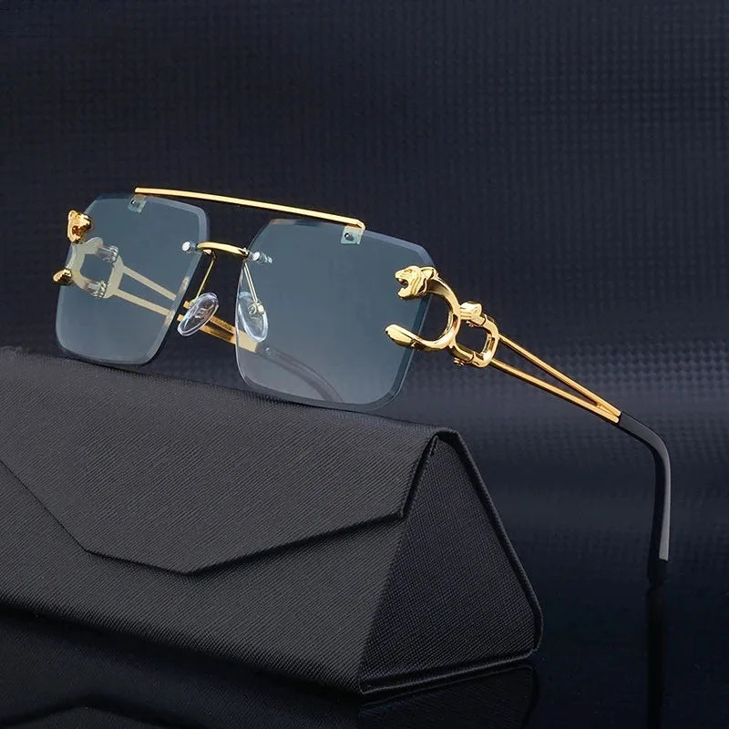 Femlion Retro Rimless Steampunk Sunglasses for Men & Women