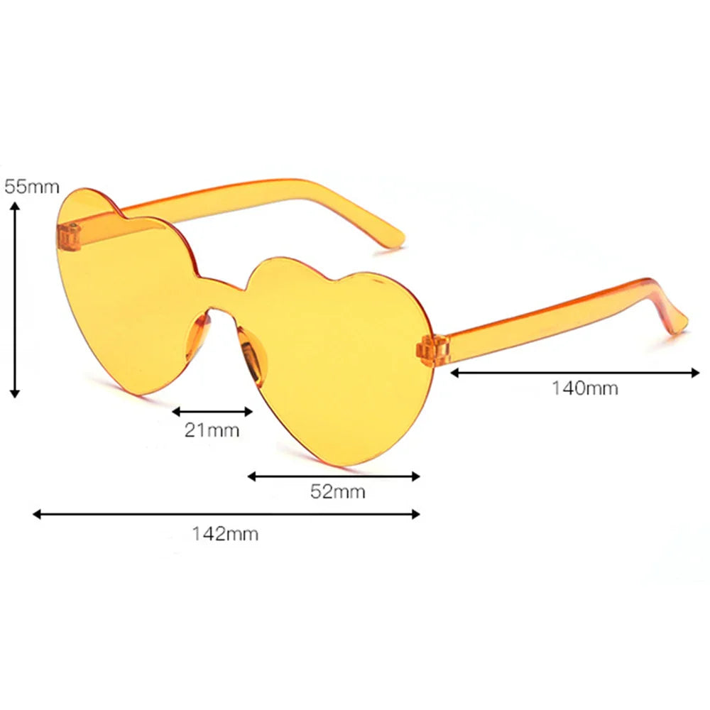 Femlion Rimless Heart Sunglasses Women Clear Lens Colorful Sun Glasses