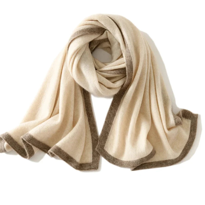 Femlion Cashmere Knitted Scarf for Women and Men - Soft, Warm, Color-Contrast