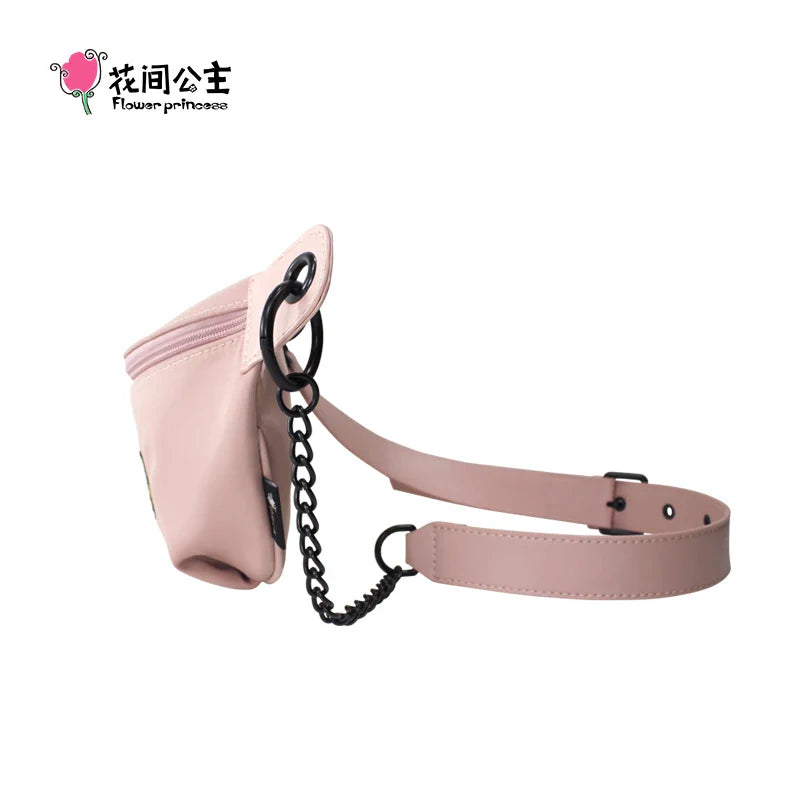 Femlion Spring Fashion Pink Black Nylon Chest Bag for Women Crossbody Messenger