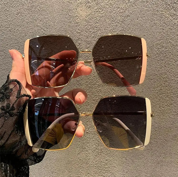 Femlion Vintage Oversize Square Sunglasses for Women Fashion Luxury Design