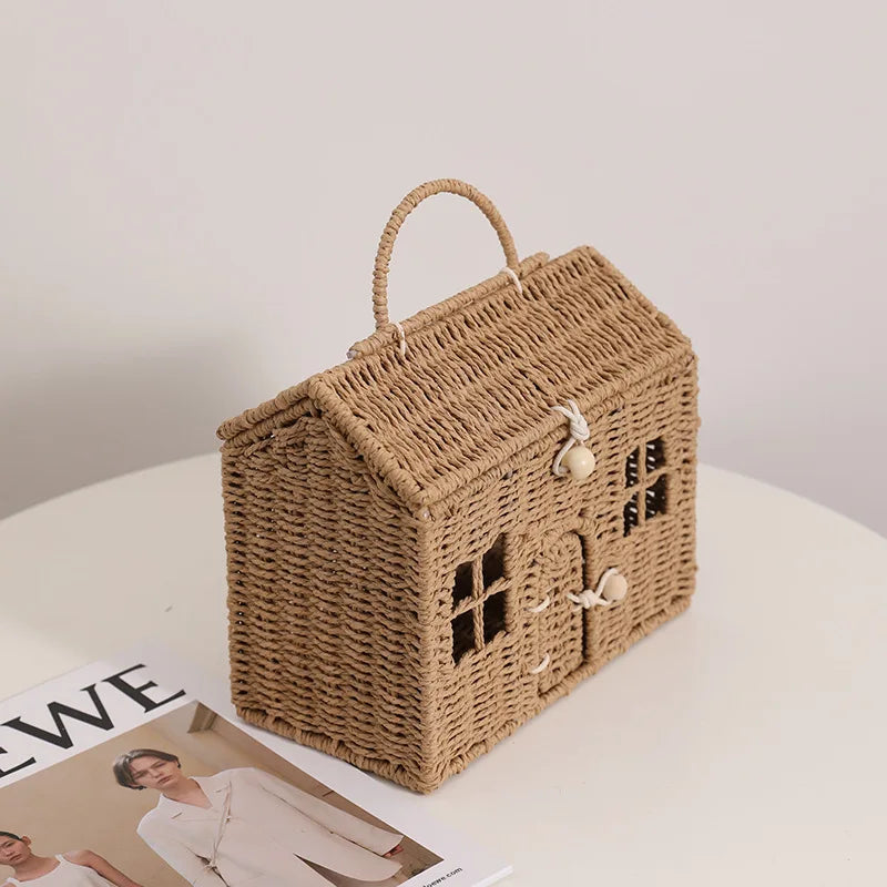 Femlion Woven Hut Bag – Stylish Hand-Held Straw Basket for Chic Outings