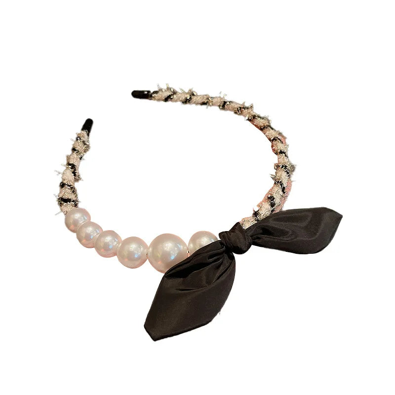 Femlion Pearl Rabbit Ear Headband for Women, Elegant Hair Hoop and Barrettes