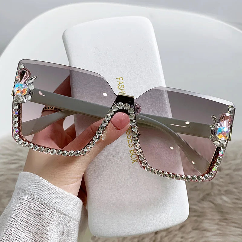 Femlion Square Diamond Sunglasses for Women: Designer UV400 Fashion Shades for Outdoor Protection