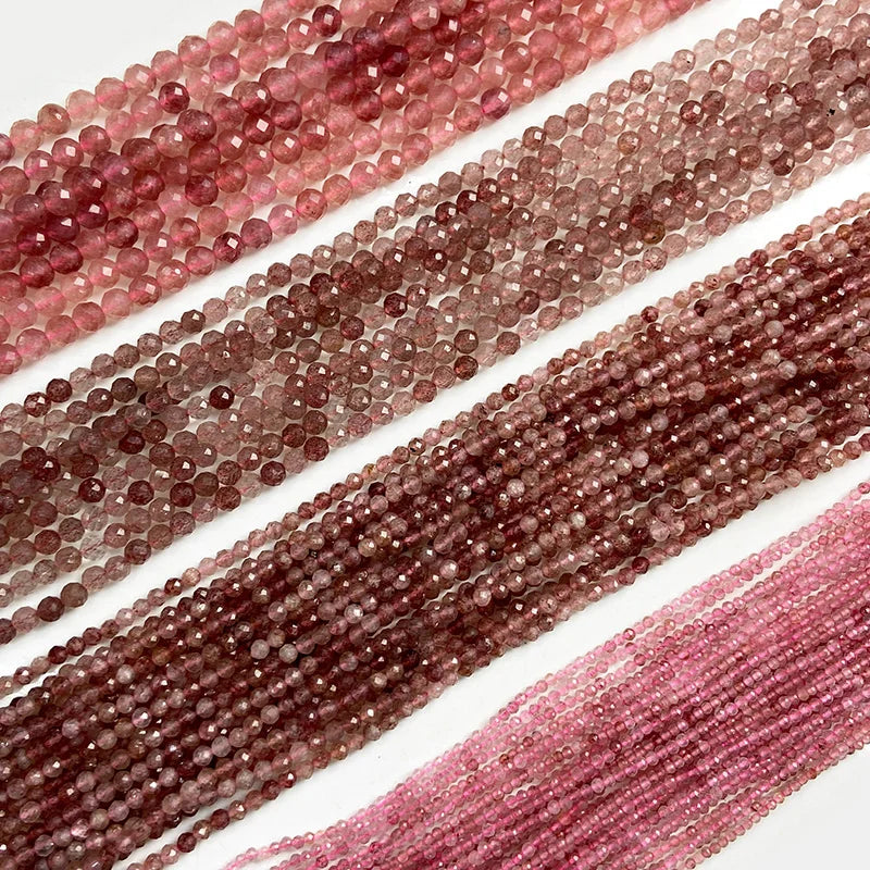 Faceted Strawberry Quartz Beads by Femlion: Crystal Stones for DIY Jewelry Making