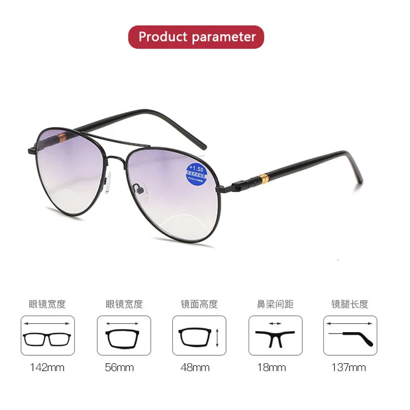 Femlion Pilot Anti-blue Light Reading Glasses Men Women Fashion Presbyopia Eyeglasses