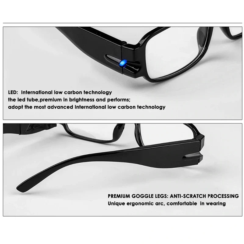 Femlion LED Multifocal Reading Glasses: Unisex Diopter Spectacles with Light Magnifier