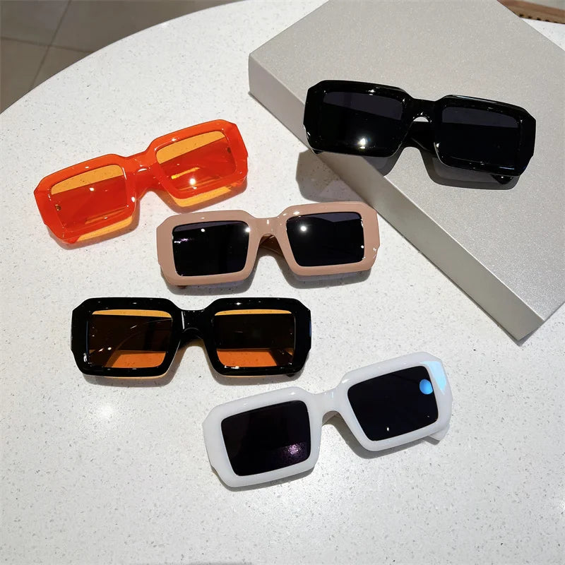 Femlion Retro Rectangle Sunglasses Square Candy Color UV400 Sun Glasses