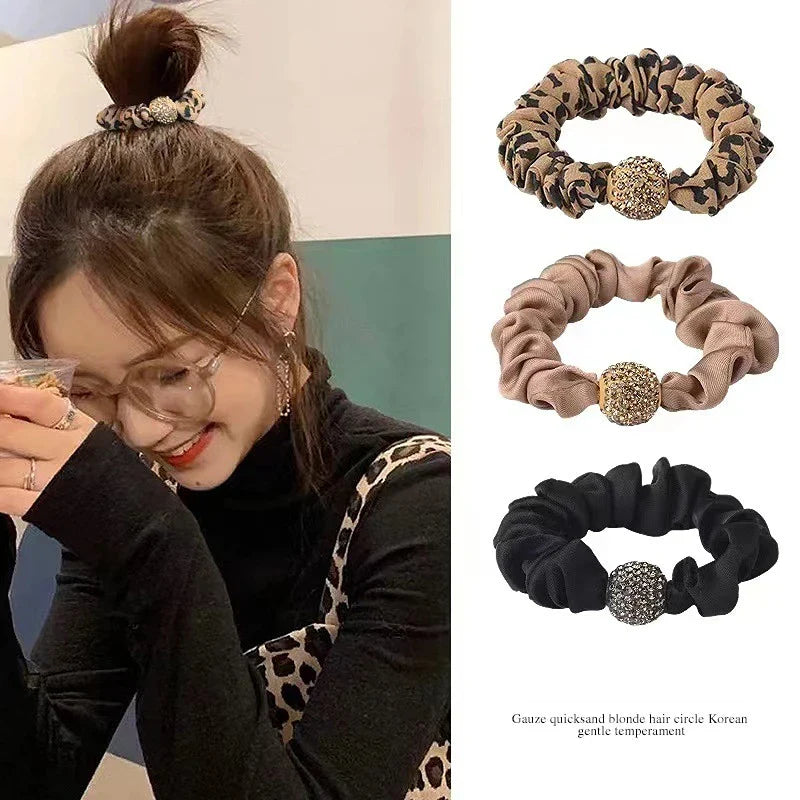 Femlion Rhinestone Bead Leopard Hair Bands Set for Women