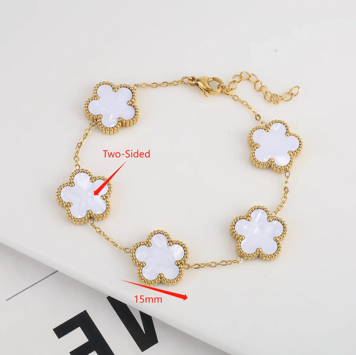 Femlion Shell Plant Five Leaf Adjustable Bracelet for Women, Luxurious and Stylish.