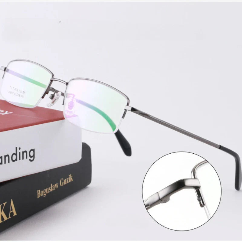 Femlion Titanium Half-Rim Glasses - Custom Prescription, Men's Casual Business Eyewear