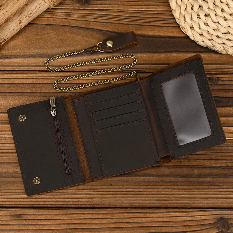 Femlion Men's Leather Wallet: First Layer Cowhide Money Clip Slim Card Bag