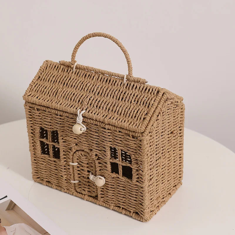 Femlion Woven Hut Bag – Stylish Hand-Held Straw Basket for Chic Outings