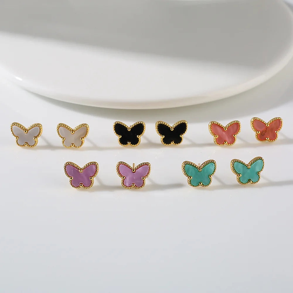 Femlion Butterfly Cute Earrings 18K Gold Plated High Quality Jewelry