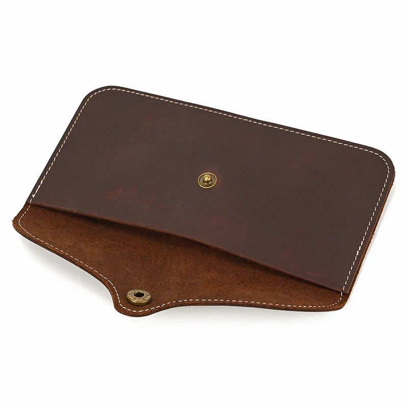 Femlion Leather Envelope Wallet with Card Slot and Phone Pouch for Men and Women