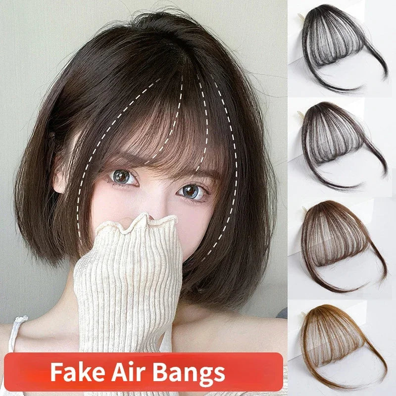 Femlion Synthetic Air Bangs Hair Clip Natural Fringe Extension for Women