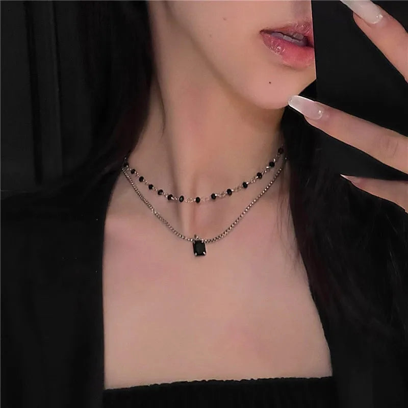 Femlion Double Layer Beads Choker Necklace - Geometric Wholesale Collar Jewelry