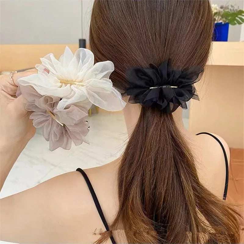 Femlion Mesh Tulle Bow Hair Claw Clip - Elegant Hair Styling Accessory