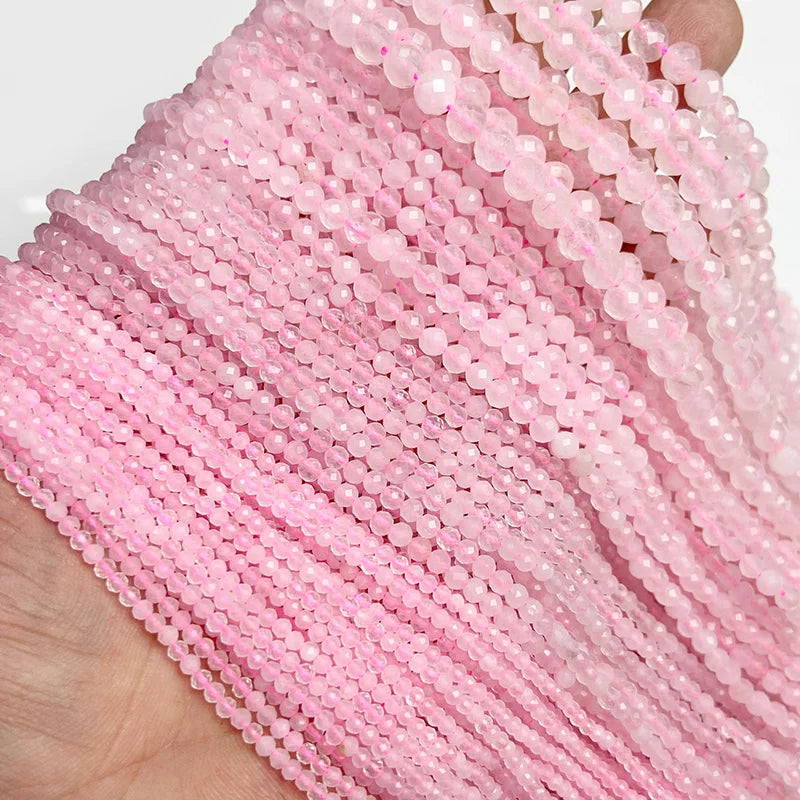 Faceted Pink Crystal & Rose Quartz Beads for Jewelry Making - Femlion