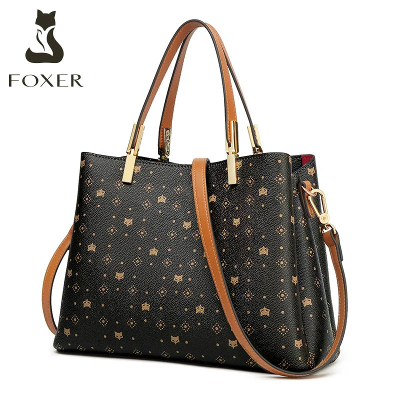 Femlion Elegant Monogram PVC Shoulder Crossbody Tote Bag for Women