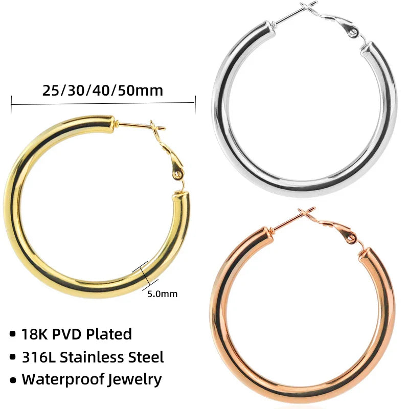 Femlion Gold Hoop Earrings: Classic Stainless Steel Statement Jewelry