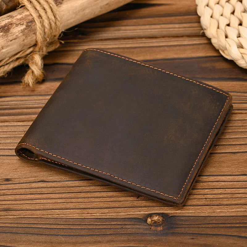 Femlion Luxury Style Bifold Leather Wallet for Men, Original Cowskin Slim Purse