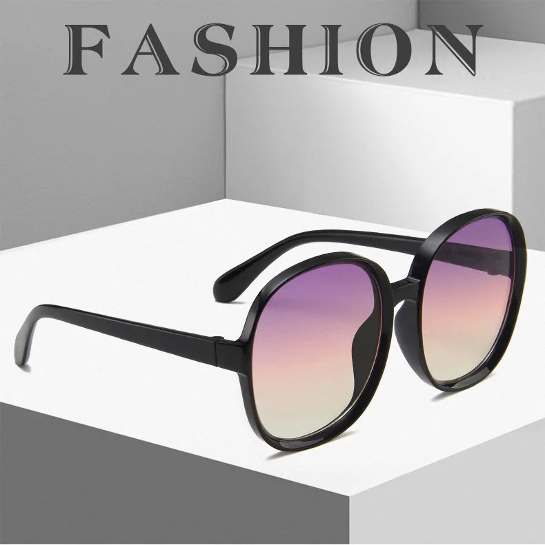 Femlion Retro Round Frame Sunglasses for Women - Oversized Designer Sun Glasses