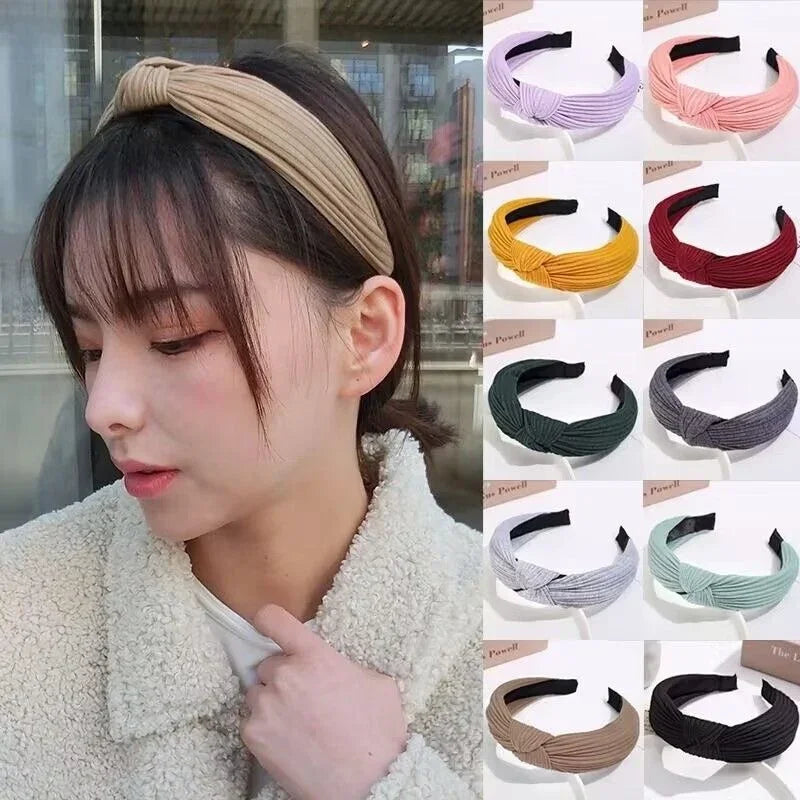 Femlion Vintage Solid Color Knotted Hairband Hair Hoop for Women