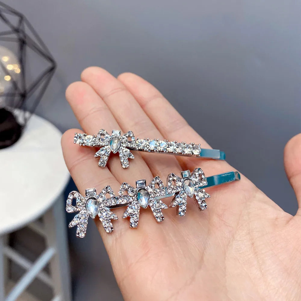 Femlion Rhinestone Crystal Hair Clips Elegant Barrettes Hairpins Women Hair Accessories