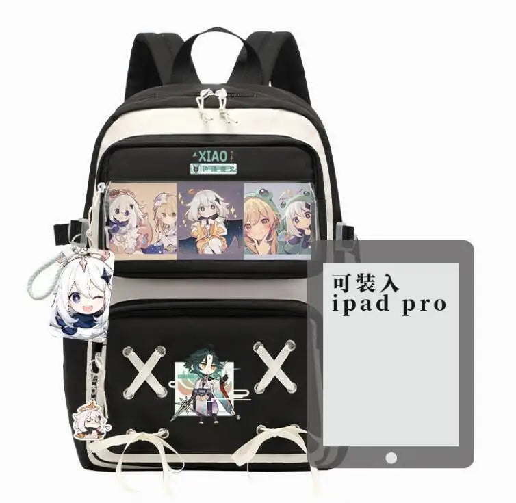 Femlion Genshin Impact Pain Badge Backpack - Transparent Anime School Bag for Boys & Girls