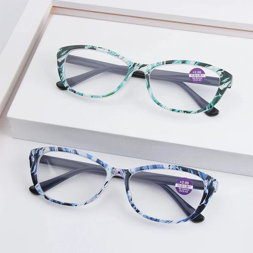 Femlion Printed Frame Anti-Blue Light Reading Glasses Men Women +1.0~+4.0