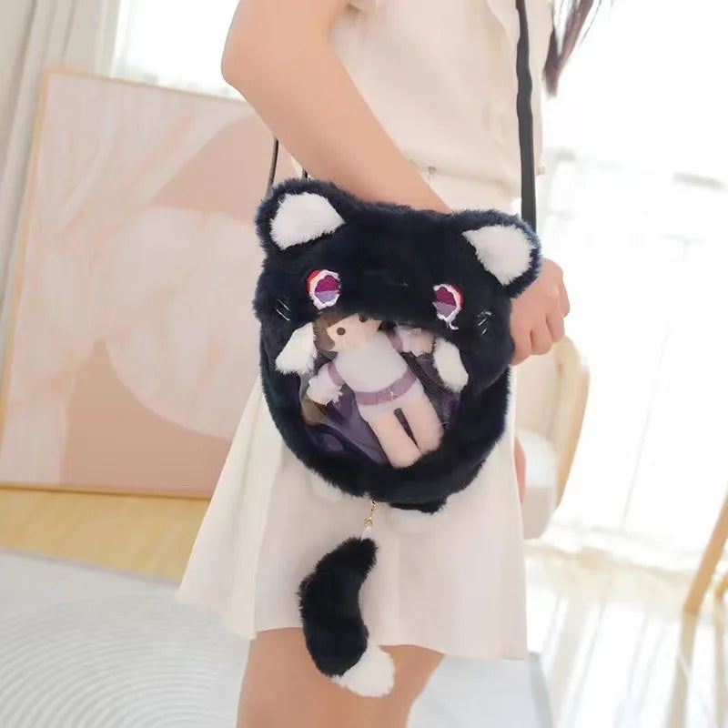 Femlion Wanders Cat Plush Crossbody Messenger Bag with Ears