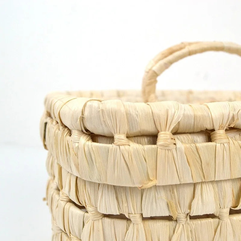 Femlion Corn Husk Straw Bag Square Handbag