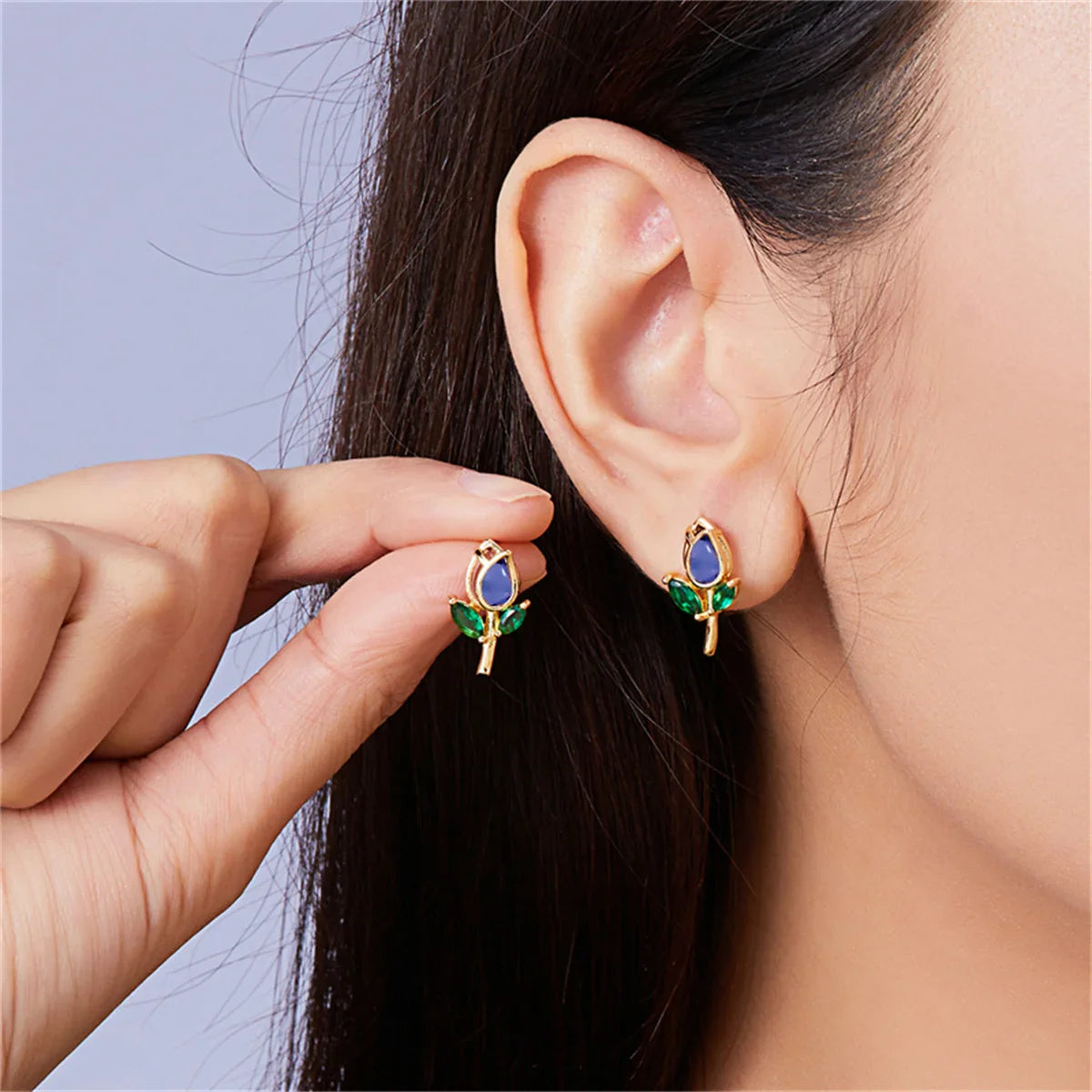 Femlion Crystal Tulip Stud Earrings: Exquisite Zircon Floral Jewelry