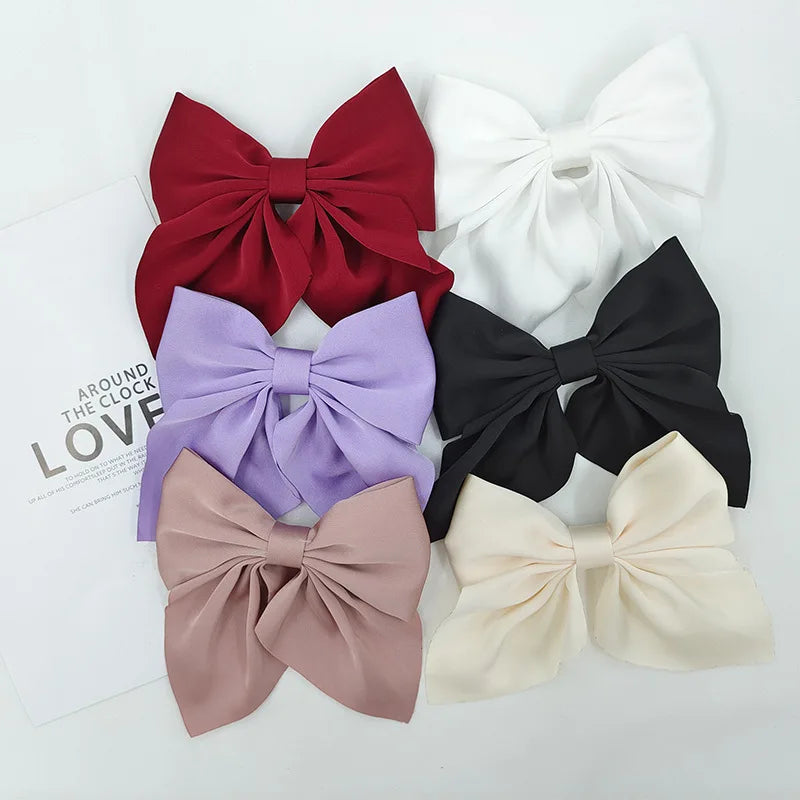 Femlion Satin Bow Hair Clips for Girls, Women, Kids - Sweet Hair Accessories