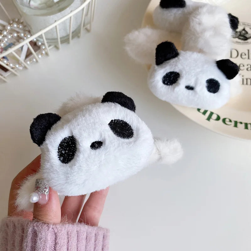 Femlion Plush Panda Hair Clip for Women - Cute Cartoon Hair Accessory