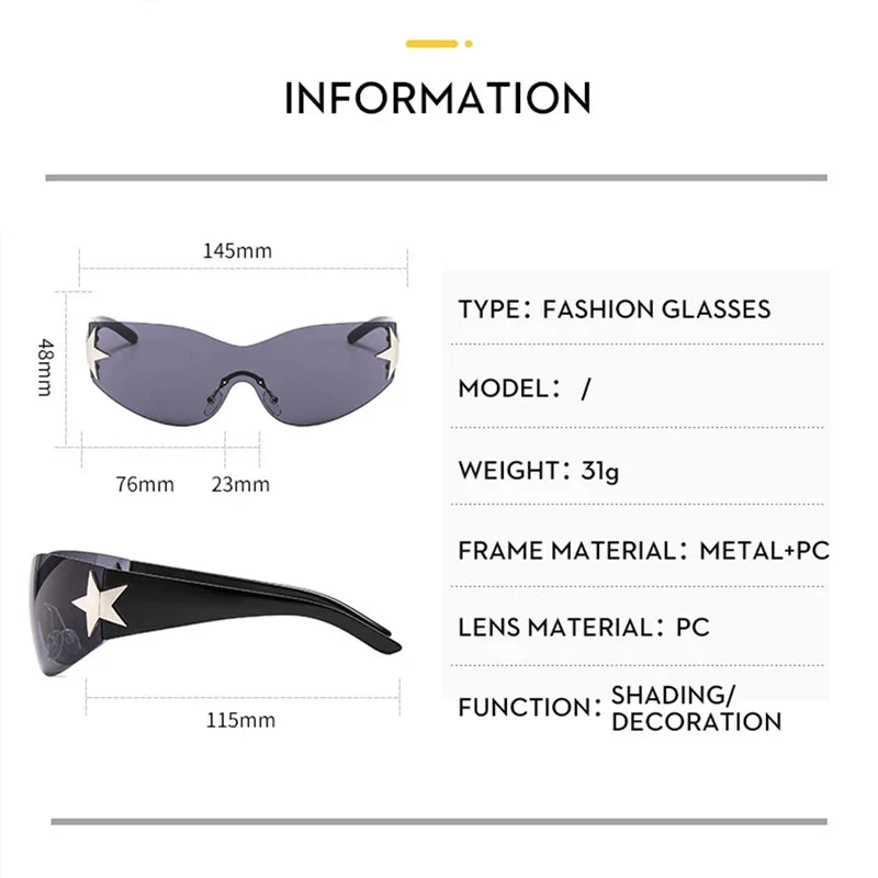 Femlion 2000's Punk Wrap Around Sunglasses UV400 Visor Eyewear Goggles