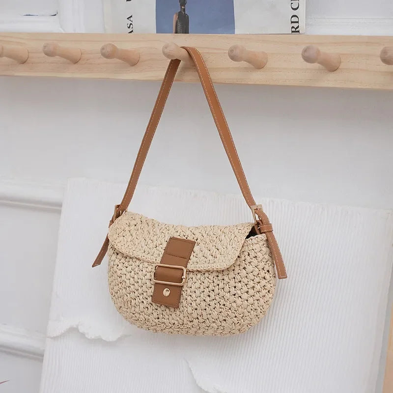 Femlion Woven Saddle Bag: Trendy Single Shoulder Crossbody for Women 2023