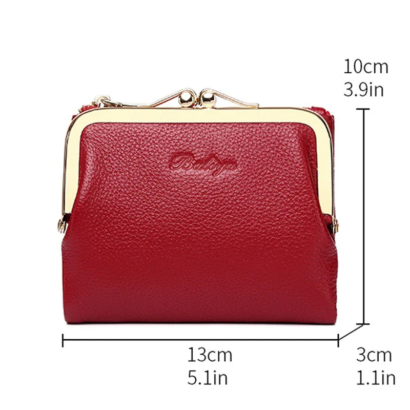 Femlion Genuine Leather Women's Wallets Small Coin Purse Card Holder Vintage Money Bag