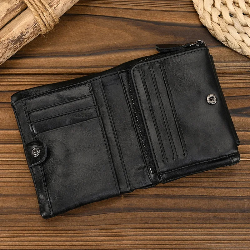 Femlion Men's Genuine Leather Wallet with Card Holder and Coin Pocket