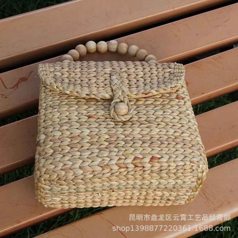 Femlion Summer Grass Weave Bag for Women: Small Fresh Shoulder & Handheld Crossbody