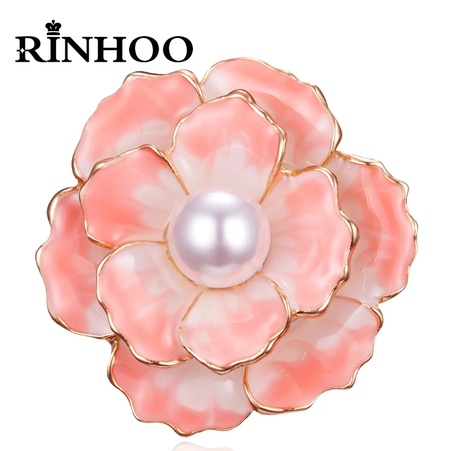 Femlion Elegant Flower Brooches with Imitation Pearls for Wedding Jewelry