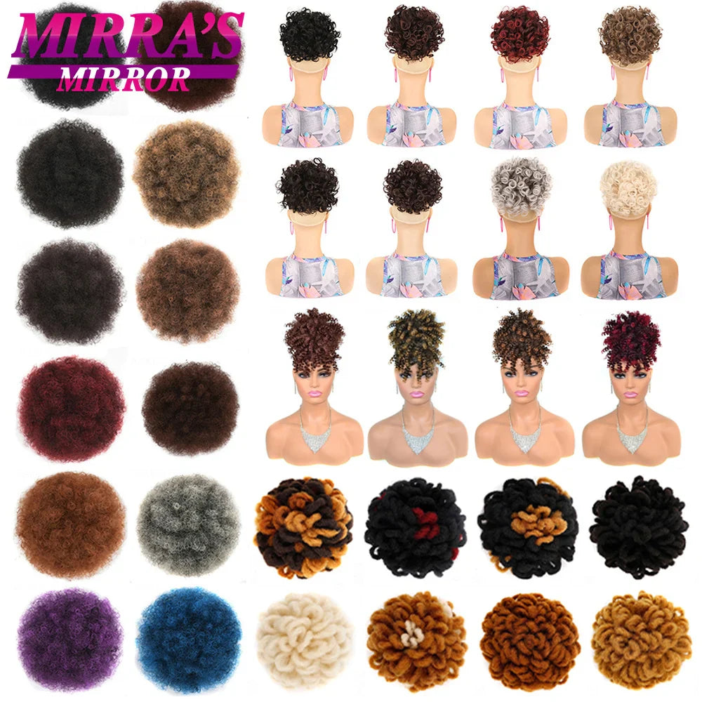 Femlion 10" Afro Puff Drawstring Ponytail Hair Bun Extension Bun Hairpieces