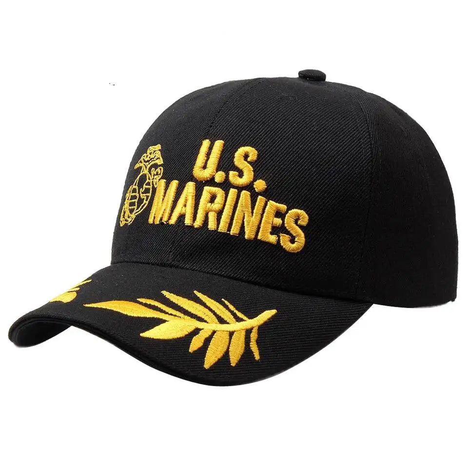 Femlion Men's USA Marines Cool Black Baseball Cap Outdoor Adjustable Hat