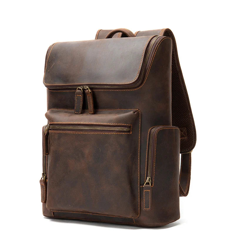 Femlion Vintage Leather Backpack Men's Laptop Daypack Travel Bag Luxe Designer Fashion Bagpack