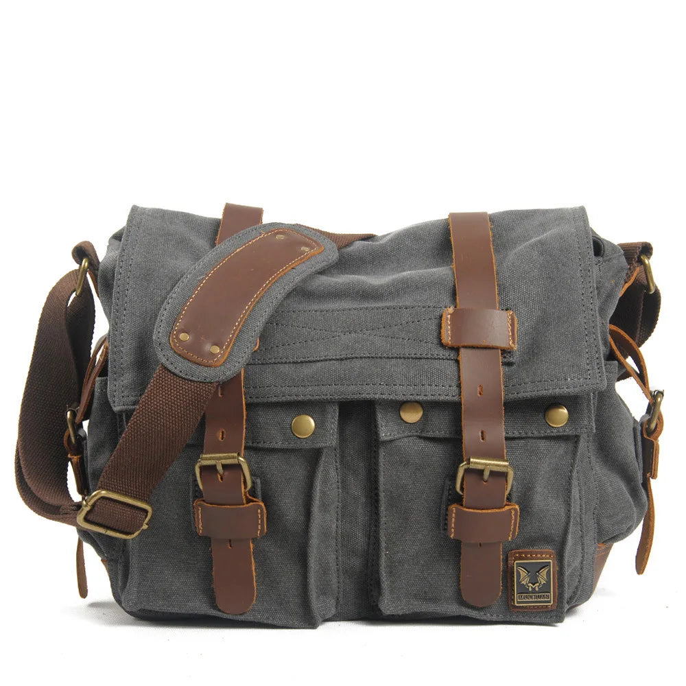 Femlion Canvas & Leather Camera Bag: Waterproof Lining, Stylish Shoulder Messenger for SLR Photography