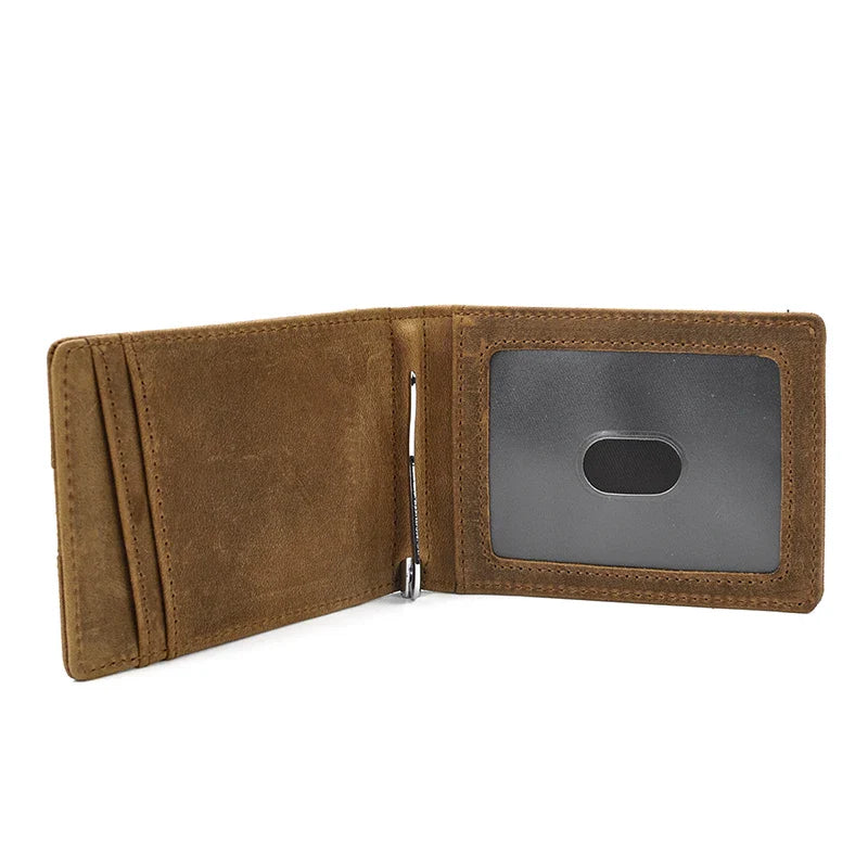 Femlion Slim Leather Money Clip Wallet for Men and Women - Stylish Minimalist Design