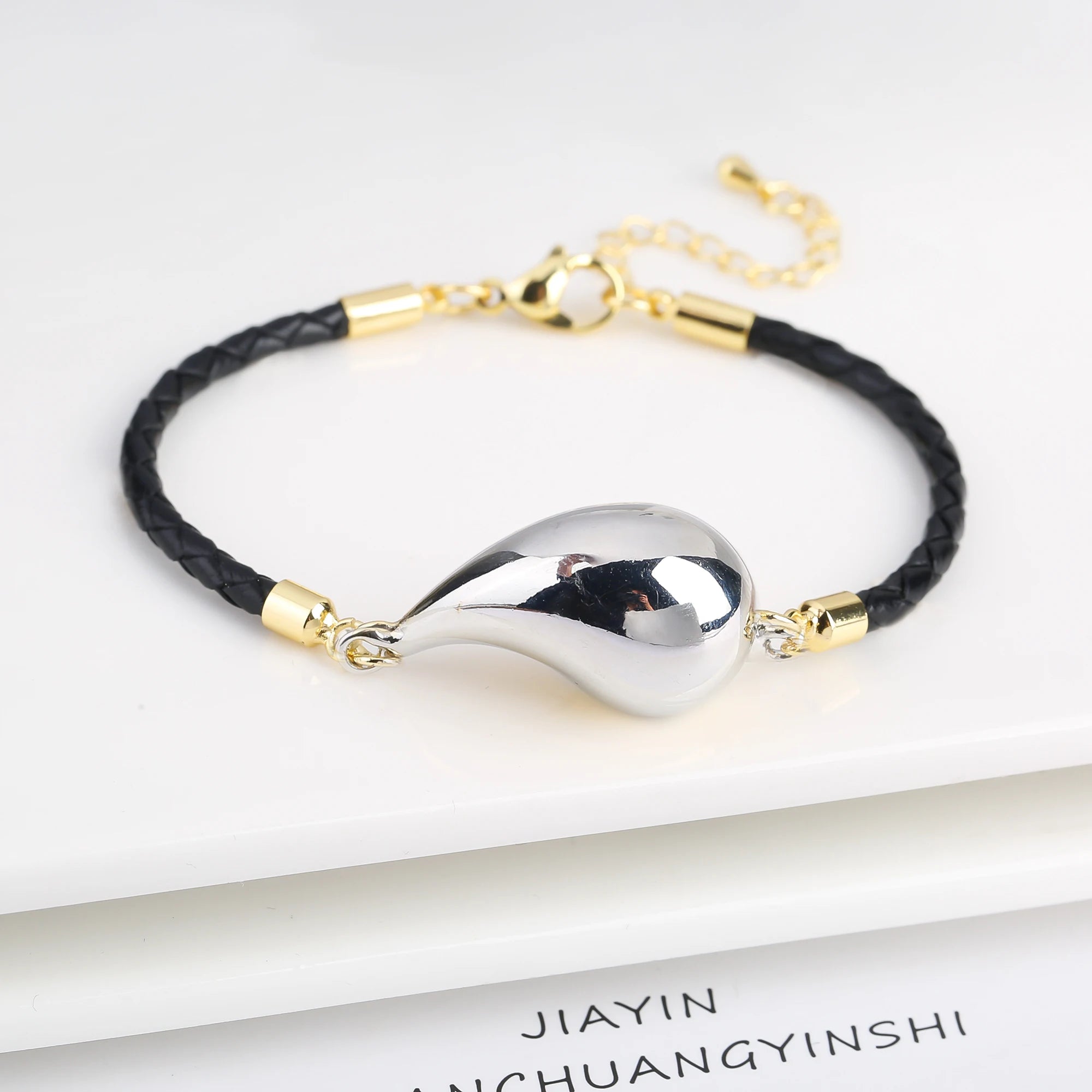 Femlion Genuine Leather Water Drop Bracelet for Women - Adjustable Daily Wear Jewelry