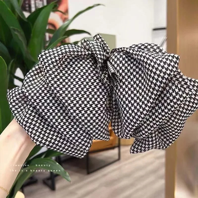 Femlion Plaid Bow Hair Pin: Big Size Elegant Barrettes for Girls and Women